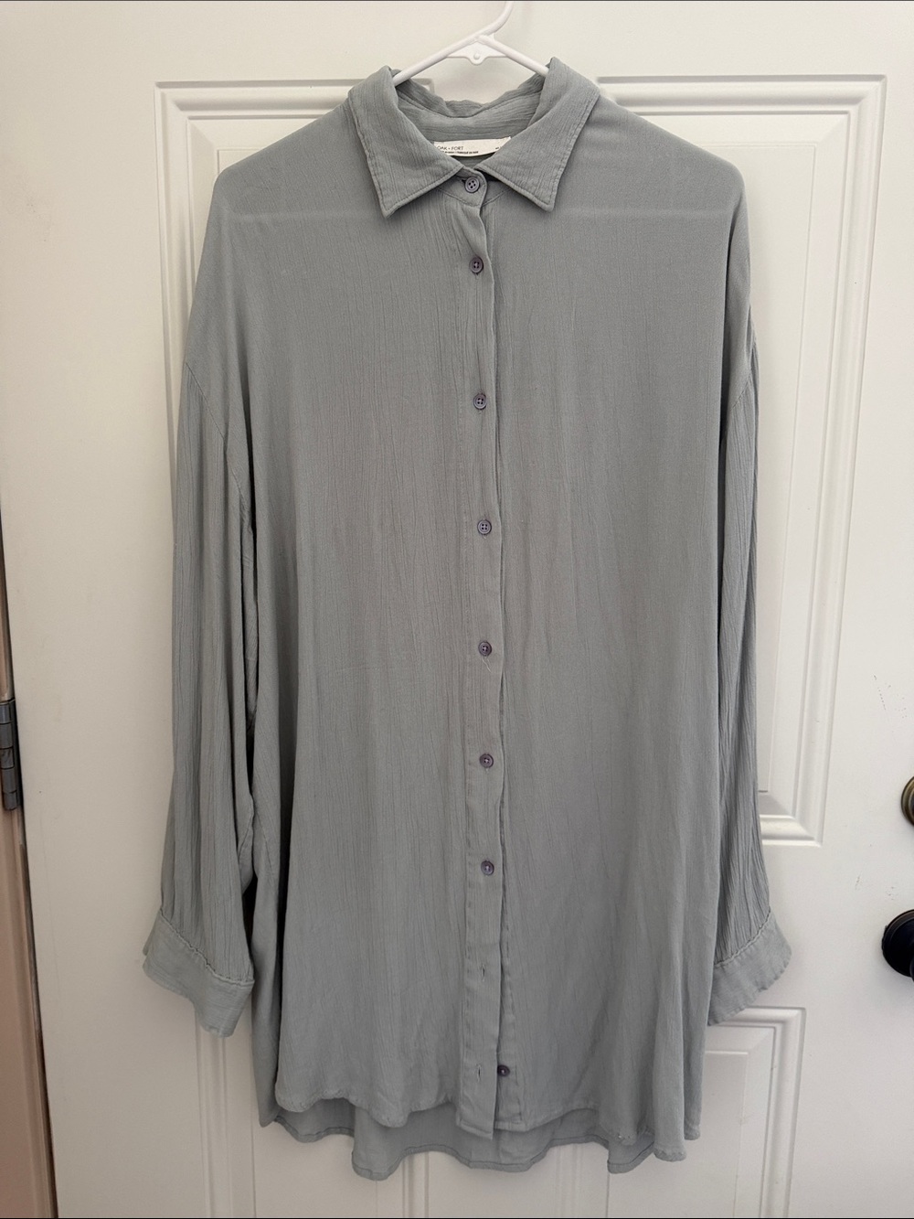 OAK + FORT Pale Gray Oversized Button-Down Shirt